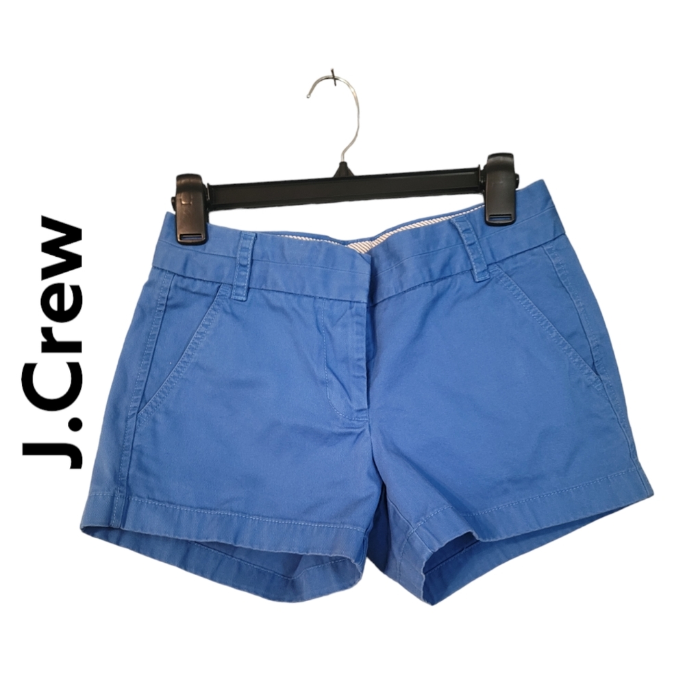 J Crew Women's Chino Blue Shorts Size 0 100% Cotton